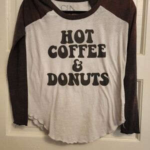 Hot Coffee & Donuts Raglan Shirt Chaser Y2K Vintage Style